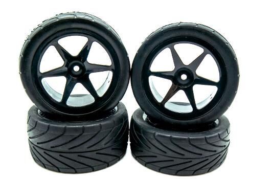 HRC Racing Reifen 1/10 Buggy montiert Schwarz Felgen 4WD Vorne & Hinten 2.2 Arrow Pattern Radial (4 Stck) / HRC61107S