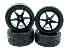 HRC Racing Reifen 1/10 Buggy montiert Schwarz Felgen 4WD...