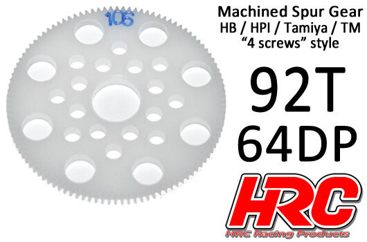 HRC Racing Hauptzahnrad 64DP Low Friction Gefräst Delrin HPI/HB/Tamiya Style 92Z / HRC76492P