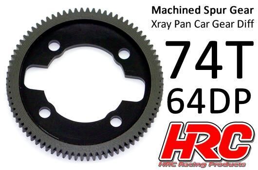 HRC Racing Hauptzahnrad 64DP Low Friction Gefräst Delrin Ultra Light Xray Pan Car 74Z / HRC764X74