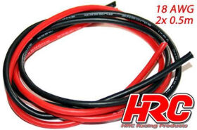 HRC Racing Kabel 18 AWG / 0.8mm2 Silber (150 x 0.08) Rot...