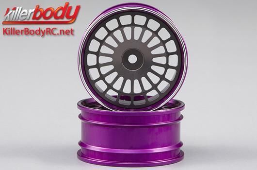 KillerBody Felgen 1/10 Touring Scale 12mm Hex CNC Aluminium Lancia Delta HF Integrale Schwarz / Purple (2 Stk.) / KBD48295SIGY