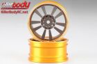 KillerBody Felgen 1/10 Touring Scale 12mm Hex CNC Aluminium 5-V Spoke Gunmetal / Gold (2 Stk.) / KBD48491SIGY