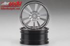 KillerBody Felgen 1/10 Touring Scale 12mm Hex CNC Aluminium 5-V Spoke Silber / Schwarz (2 Stk.) / KBD48491SIL