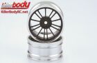 KillerBody Felgen 1/10 Touring Scale 12mm Hex CNC Aluminium Alfa Romeo Giulietta (2010) Schwarz / Silber (2 Stk.) / KBD48589BLK