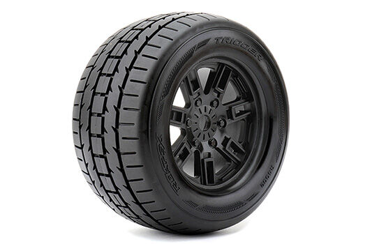 Roapex Reifen 1/8 Monster Truck montiert 0 offset Schwarz Felgen 17mm Hex Trigger (2 Stk.) / RXR4002-B0