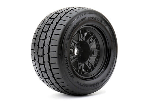 Roapex Reifen 1/8 Monster Truck montiert 1/2 offset Schwarz Felgen 17mm Hex Trigger (2 Stk.) / RXR4002-B2