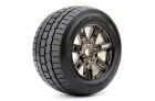Roapex Trigger Reifen 1:8 Monster Truck montiert auf chrom-schwarzer Felge, 17 mm Hex, 0 Offset (2 Stück) / RXR4002-CB0