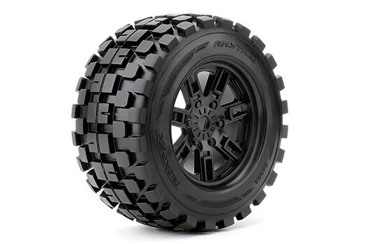 Roapex Reifen 1/8 Monster Truck montiert 0 offset Schwarz Felgen 17mm Hex Rythm (2 Stk.) / RXR4004-B0