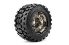 Roapex Rythm Reifen 1:8 Monster Truck montiert, schwarz verchromte Felgen, 1/2-Offset, 17 mm Hex (2 Stück) / RXR4004-CB2