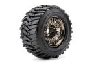 Roapex Reifen 1/8 Monster Truck montiert 1/2 offset Chrome Schwarz Felgen 17mm Hex Morph (2 Stk.) / RXR4005-CB2