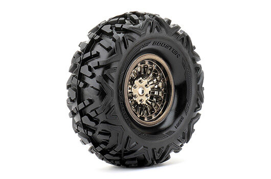 Roapex Reifen 1/10 Crawler montiert 1.9 Chrome Schwarz Felgen 12mm Hex Booster (2 Stk.) / RXR6001-CB