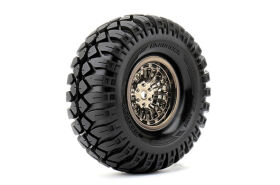 Roapex Hardrock Reifen 1:10 Crawler 1.9 Zoll montiert auf chrom-schwarzer Felge, 12 mm Hex (2 Stück) / RXR6003-CB