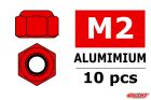 Team Corally Aluminium Sechskantmutter Selbstsichernd M2 Rot 10 St / C-3106-20-5