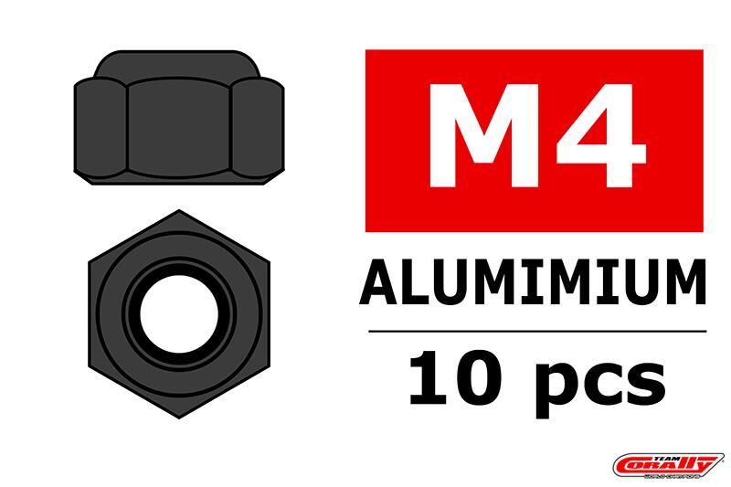 Team Corally Aluminium Sechskantmutter Selbstsichernd M4 Gun Metal 10 St / C-3106-40-3
