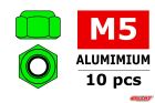 Team Corally Aluminium Sechskantmutter Selbstsichernd M5 Grün 10 St / C-3106-50-1