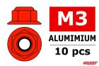 Team Corally Aluminium Sechskantmutter Selbstsichernd M3 mit Bund Rot 10 St / C-3107-30-5