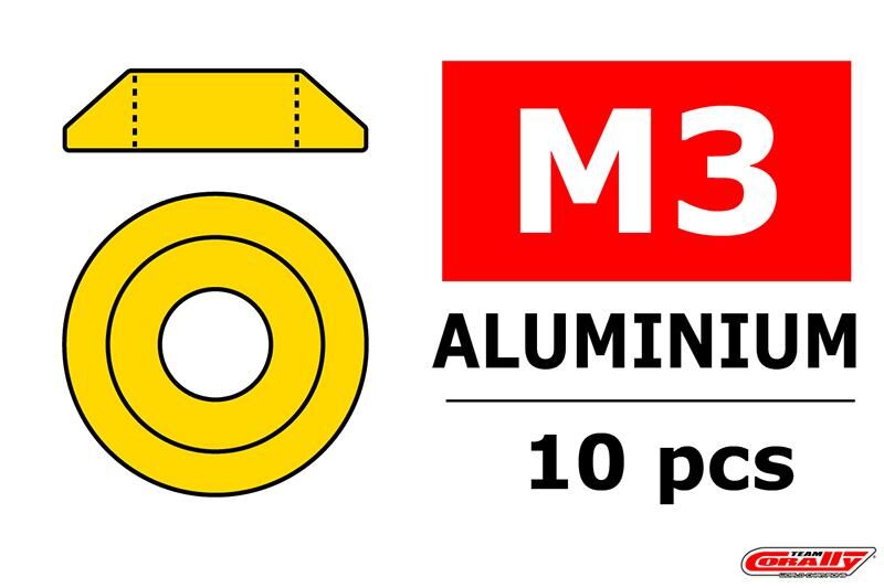 Team Corally Aluminium Unterlegscheibe for M3 Linsenkopfschrauben AD=10mm Gold 10 St / C-3211-30-0