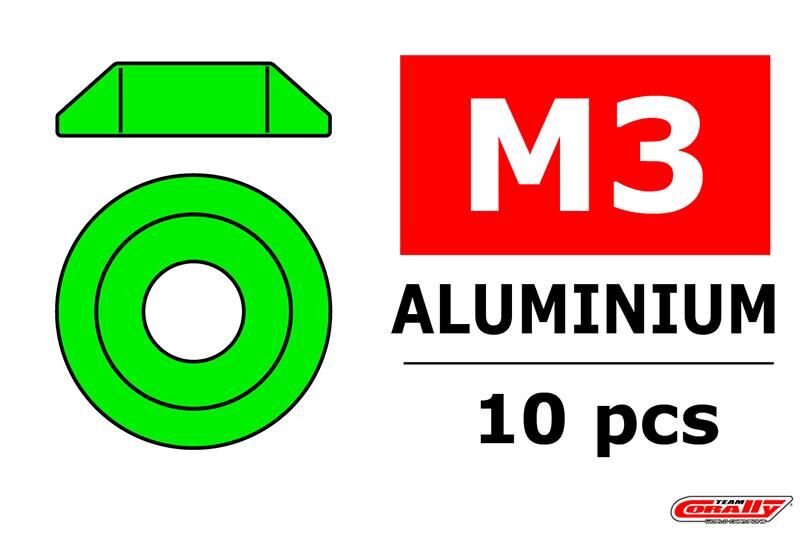 Team Corally Aluminium Unterlegscheibe for M3 Linsenkopfschrauben AD=10mm Grün 10 St / C-3211-30-1