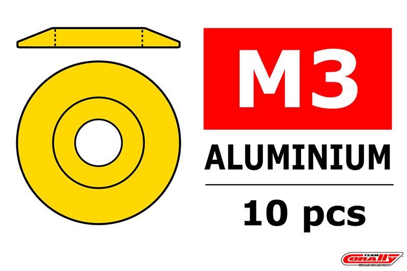 Team Corally Aluminium Unterlegscheibe for M3 Linsenkopfschrauben AD=15mm Gold 10 St / C-3212-30-0