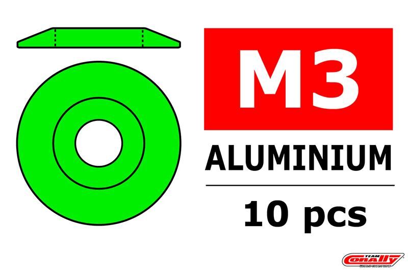 Team Corally Aluminium Unterlegscheibe for M3 Linsenkopfschrauben AD=15mm Grün 10 St / C-3212-30-1