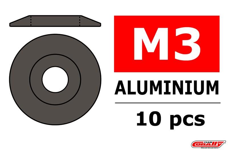 Team Corally Aluminium Unterlegscheibe for M3 Linsenkopfschrauben AD=15mm Gun Metal 10 St / C-3212-30-3