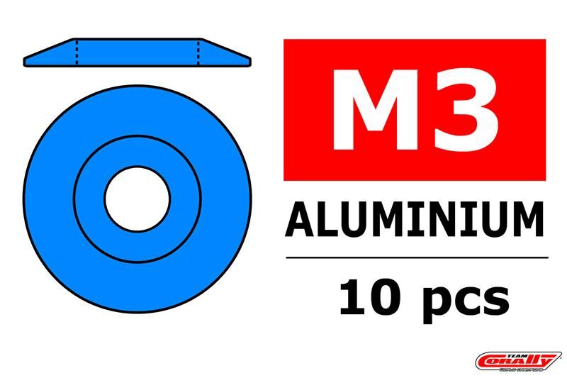 Team Corally Aluminium Unterlegscheibe for M3 Linsenkopfschrauben AD=15mm Blau 10 St / C-3212-30-4