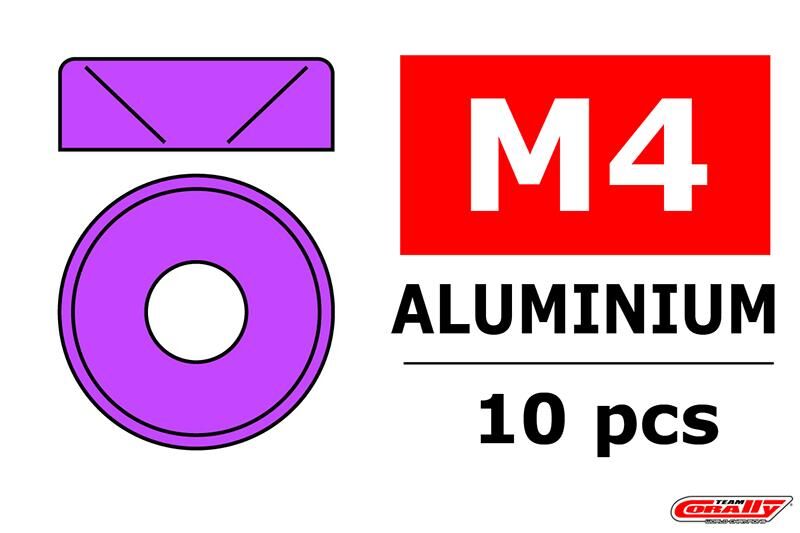 Team Corally Aluminium Unterlegscheibe für M4 Senkkopfschrauben AD=10mm Violet 10 St / C-3213-40-2