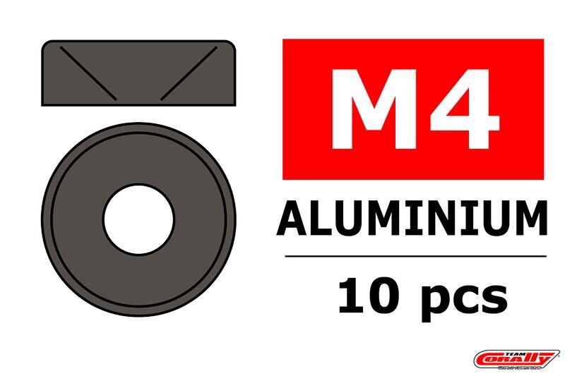 Team Corally Aluminium Unterlegscheibe für M4 Senkkopfschrauben AD=10mm Gun Metal 10 St / C-3213-40-3
