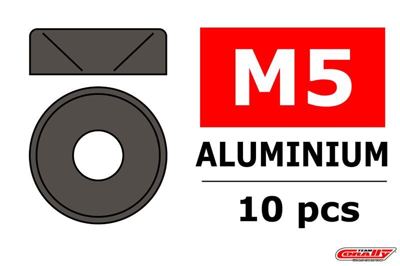 Team Corally Aluminium Unterlegscheibe für M5 Senkkopfschrauben AD=12mm Gun Metal 10 St / C-3213-50-3