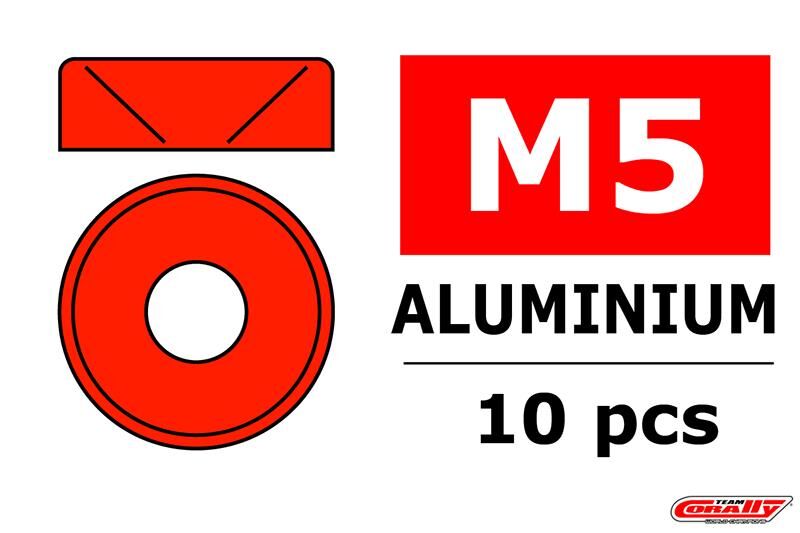 Team Corally Aluminium Unterlegscheibe für M5 Senkkopfschrauben AD=12mm Rot 10 St / C-3213-50-5