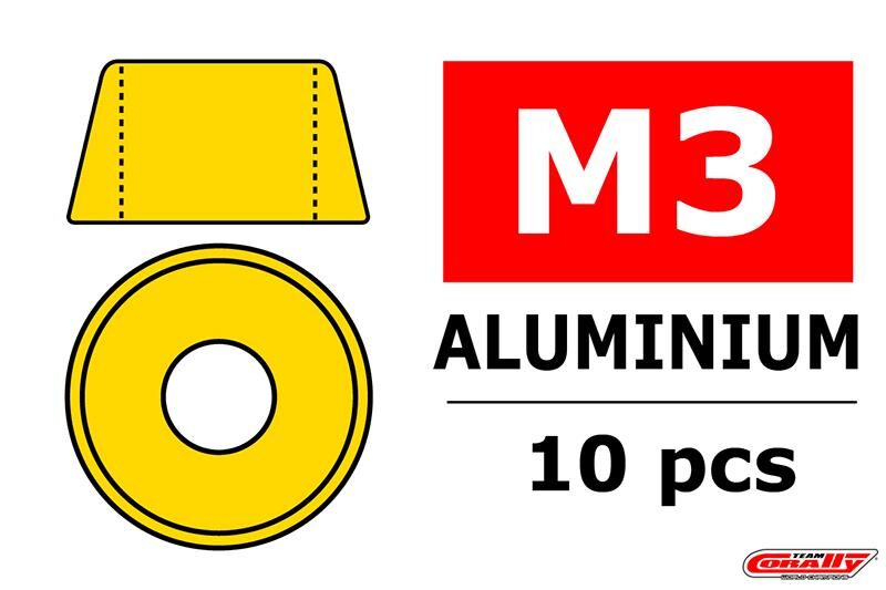 Team Corally Aluminium Unterlegscheibe für M3 Zylinderkopfschrauben AD=8mm Gold 10 St / C-3214-30-0