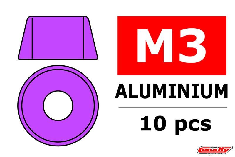 Team Corally Aluminium Unterlegscheibe für M3 Zylinderkopfschrauben AD=8mm Violet 10 St / C-3214-30-2