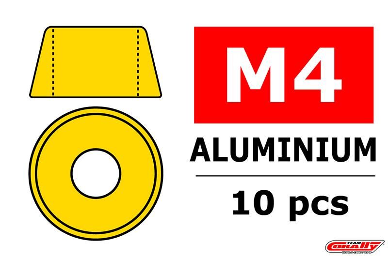 Team Corally Aluminium Unterlegscheibe für M4 Zylinderkopfschrauben AD=10mm Gold 10 St / C-3214-40-0