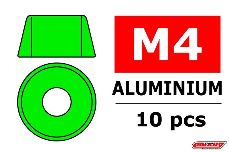 Team Corally Aluminium Unterlegscheibe für M4 Zylinderkopfschrauben AD=10mm Grün 10 St / C-3214-40-1