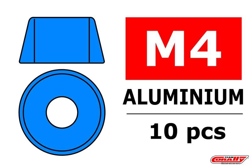 Team Corally Aluminium Unterlegscheibe für M4 Zylinderkopfschrauben AD=10mm Blau 10 St / C-3214-40-4