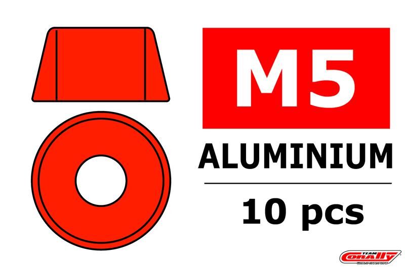 Team Corally Aluminium Unterlegscheibe für M5 Zylinderkopfschrauben AD=12mm Rot 10 St / C-3214-50-5