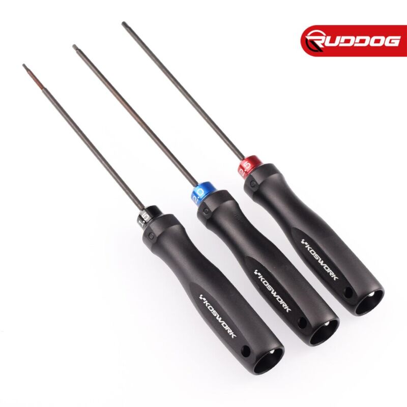 Koswork Hex Wrench Set 1.5mm, 2.0mm & 2.5mm (w/120mm Tip) (Alum. Tri Handle) / KOS13251-HSET3