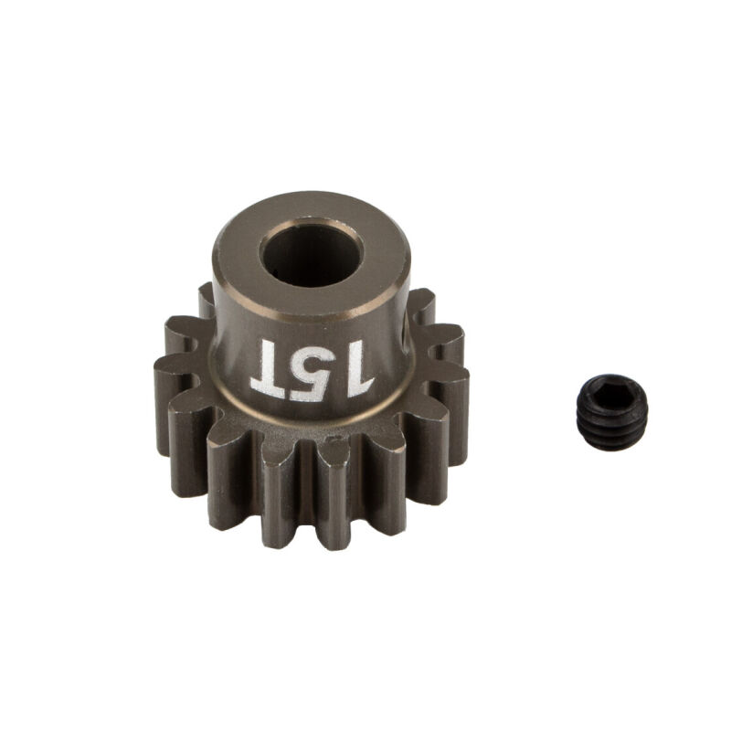 Team Associated FT Pinion Gear, 15T, MOD 1, 5mm shaft, aluminum / AE89597
