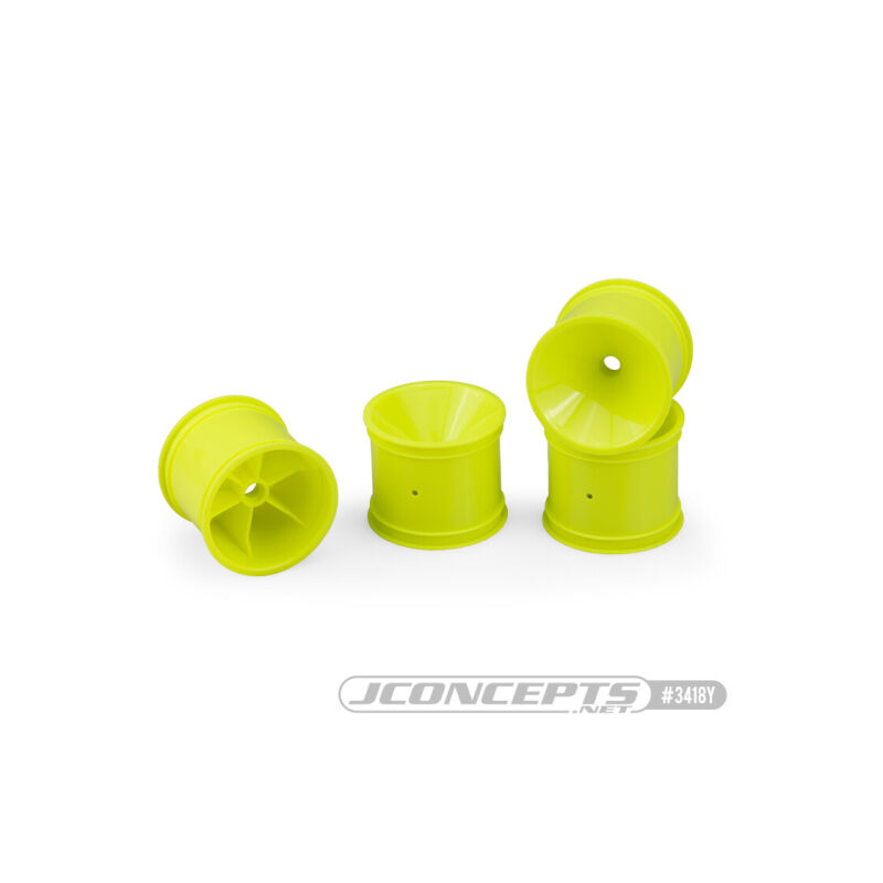 JConcepts Mono, RC10T, T2, T3, GT, front wheel - yellow, 4pc. (Fits  RC10T, T2, T3, GT) / JCO3418Y