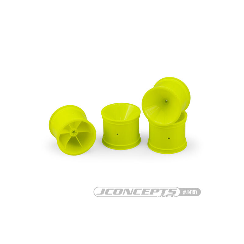 JConcepts Mono, RC10T, T2, T3, GT, rear (3/16" axle) wheel - yellow, 4pc. (Fits  RC10T, T2, T3, GT  3/16 axle) / JCO3419Y