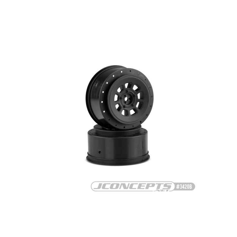 JConcepts 9-shot 12mm hex SC10 | SC6.1 +3mm offset wheel - black, 2pc. / JCO3420B