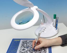 KRICK LED Tischlupe mit Organizer-Sockel + Dimmfunktion /...