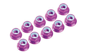 Ultimate Racing 3MM. ALU. NYLON NUT W/FLANGED PINK...