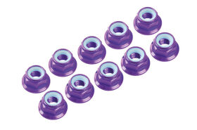 Ultimate Racing 4 mm. ALU. NYLON NUT W/FLANGE PURPLE (10...