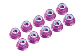 Ultimate Racing 4 mm. ALU. NYLON NUT W/FLANGE PINK (10...