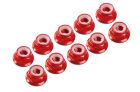 Ultimate Racing 4 mm. ALU. NYLON NUT W/FLANGE RED (10 pcs) / UR1513-R