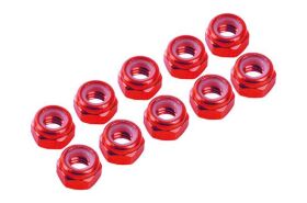 Ultimate Racing 4 mm. ALU. NYLON NUT RED (10 pcs) / UR1512-R