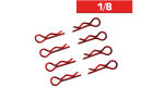 Ultimate Racing BODY CLIPS 1/8 L&R RED (8 pcs.) / UR6412-R