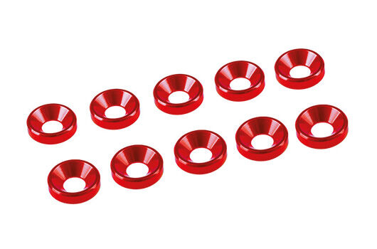 Ultimate Racing 4 mm. ALU WASHER RED (10 pcs) / UR1511-R